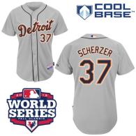 Detroit Tigers #37 Max Scherzer Grey Cool Base w 2012 World Series Patch Stitched MLB Jersey