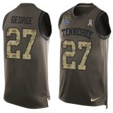Nike Titans -27 Eddie George Green Stitched NFL Limited Salute To Service Tank Top Jersey