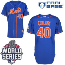 New York Mets -40 Bartolo Colon Blue Alternate Home Cool Base W 2015 World Series Patch Stitched MLB