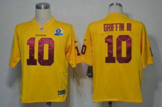 Nike Redskins -10 Robert Griffin III Yellow With Hall of Fame 50th Patch Stitched NFL Elite Jersey