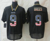 New Nike New Orleans Saints -9 Drew Brees USA Flag Fashion Black Elite Jerseys