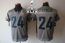 Nike Seattle Seahawks #24 Marshawn Lynch Grey Shadow Super Bowl XLIX Men‘s Stitched NFL Elite Jersey