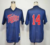 Mitchell And Ness 1991 Minnesota Twins -14 Kent Hrbek Navy Blue Stitched MLB Jersey