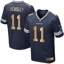 Nike Cowboys -11 Cole Beasley Navy Blue Team Color Stitched NFL Elite Gold Jersey