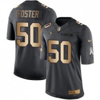 Nike 49ers -50 Reuben Foster Black Stitched NFL Limited Gold Salute To Service Jersey