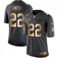 Nike Vikings -22 Harrison Smith Black Stitched NFL Limited Gold Salute To Service Jersey