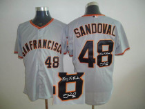 MLB San Francisco Giants #48 Pablo Sandoval Stitched Grey Autographed Jersey