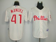 Philadelphia Phillies #41 Charley Manuel White With Red Strip Stitched MLB Jersey