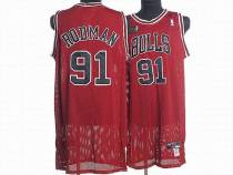 Chicago Bulls -91 Dennis Rodman Stitched Red Champion Patch NBA Jersey