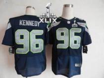 Nike Seattle Seahawks #96 Cortez Kennedy Steel Blue Team Color Super Bowl XLIX Men‘s Stitched NFL El