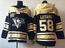 Pittsburgh Penguins -58 Kris Letang Black Sawyer Hooded Sweatshirt Stitched NHL Jersey