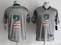 Nike Seattle Seahawks #3 Russell Wilson Grey Men‘s Stitched NFL Elite USA Flag Fashion Jersey