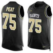 Nike Saints -75 Andrus Peat Black Team Color Stitched NFL Limited Tank Top Jersey