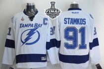 Tampa Bay Lightning -91 Steven Stamkos White New Road 2015 Stanley Cup Stitched NHL Jersey