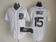 MLB Detroit Tigers -15 Brandon Inge Stitched White Autographed Jersey