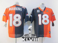 Nike Denver Broncos #18 Peyton Manning Orange Navy Blue Super Bowl XLVIII Men's Stitched NFL Elite S