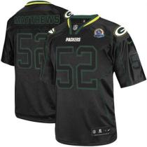Nike Green Bay Packers #52 Clay Matthews Lights Out Black With Hall of Fame 50th Patch Men's Stitche