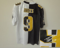 Nike New Orleans Saints #9 Drew Brees White Black Men's Stitched NFL Autographed Elite Split Jersey