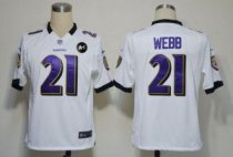 Nike Ravens -21 Lardarius Webb White With Art Patch Stitched NFL Game Jersey