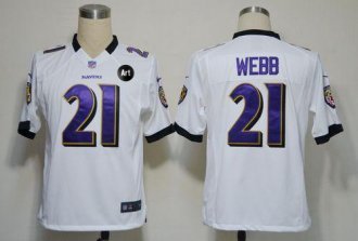 Nike Ravens -21 Lardarius Webb White With Art Patch Stitched NFL Game Jersey