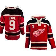 Detroit Red Wings -9 Gordie Howe Red Sawyer Hooded Sweatshirt Stitched NHL Jersey