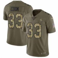 Nike Vikings -33 Dalvin Cook Olive Camo Stitched NFL Limited 2017 Salute To Service Jersey