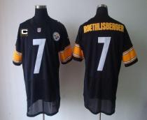 Nike Pittsburgh Steelers #7 Ben Roethlisberger Black Team Color With C Patch Men's Stitched NFL Elit