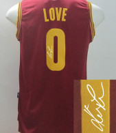 Autographed NBA Revolution 30 Cleveland Cavaliers -0 Kevin Love Red Stitched Jersey