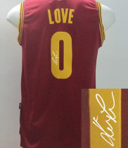 Autographed NBA Revolution 30 Cleveland Cavaliers -0 Kevin Love Red Stitched Jersey