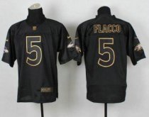 Baltimore Ravens -5 Joe Flacco Black Gold No Fashion NFL Elite Jersey