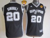 San Antonio Spurs #20 Manu Ginobili Black With Finals Patch Youth Stitched NBA Jersey