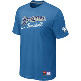 Milwaukee Brewers light Blue Nike Short Sleeve Practice T-Shirt