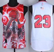 Chicago Bulls -23 Michael Jordan White Portrait Fashion Stitched NBA Jersey