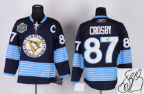 Autographed Pittsburgh Penguins -87 Sidney Crosby Stitched Dark Blue 2011 Winter Classic Vintage NHL