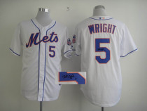 MLB New York Mets -5 David Wright Stitched White Autographed Jersey