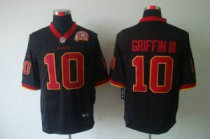 Nike Redskins -10 Robert Griffin III Black With 80TH Patch Stitched NFL Game Jersey