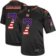 Nike Bengals -7 Boomer Esiason Black Men's Stitched NFL Elite USA Flag Fashion Jersey