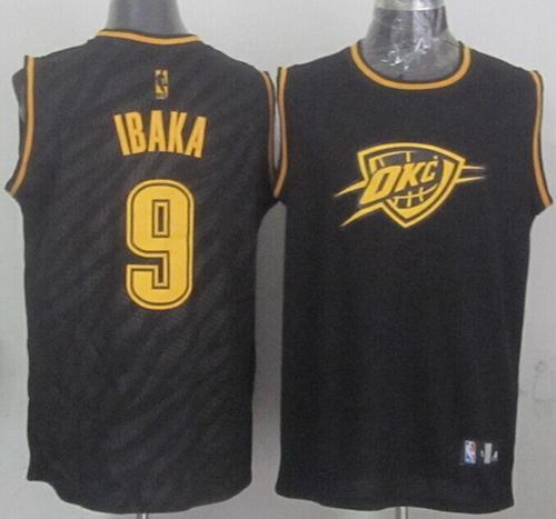 Oklahoma City Thunder -9 Serge Ibaka Black Precious Metals Fashion Stitched NBA Jersey