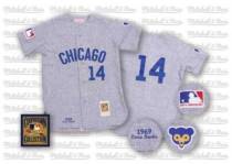 Mitchell and Ness Chicago Cubs -14 Ernie Banks Stitched Grey Throwback MLB Jersey