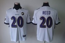 Nike Ravens -20 Ed Reed White With Art Patch Stitched NFL Limited Jersey