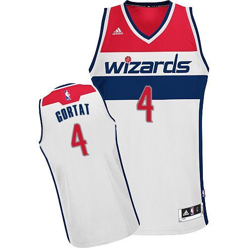 Revolution 30 Washington Wizards -4 Marcin Gortat White Stitched NBA Jersey