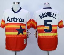Mitchell And Ness 1980 Houston Astros #5 Jeff Bagwell White Orange Throwback Stitched MLB Jersey