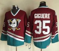 Anaheim Ducks -35 Jean-Sebastien Giguere Red CCM Throwback Stitched NHL Jersey