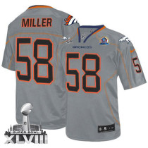 Nike Denver Broncos #58 Von Miller Lights Out Grey With Hall of Fame 50th Patch Super Bowl XLVIII Me