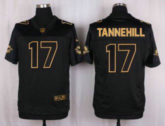 Nike Miami Dolphins -17 Ryan Tannehill Black Stitched NFL Elite Pro Line Gold Collection Jersey