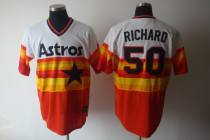 Mitchell and Ness Houston Astros #50 J R  Richard White Orange Stitched Throwback MLB Jersey