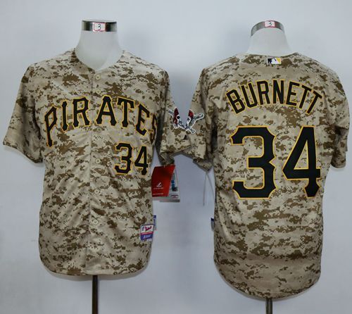 Pittsburgh Pirates #34 A J Burnett Camo Alternate Cool Base Stitched MLB Jersey