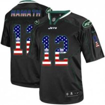 Nike New York Jets -12 Joe Namath Black NFL Elite USA Flag Fashion Jersey