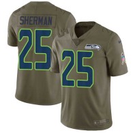 Nike Seahawks -25 Richard Sherman Olive Stitched NFL Limited 2017 Salute to Service Jersey