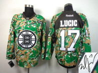 Autographed Boston Bruins -17 Milan Lucic Camo Veterans Day Practice NHL Jersey